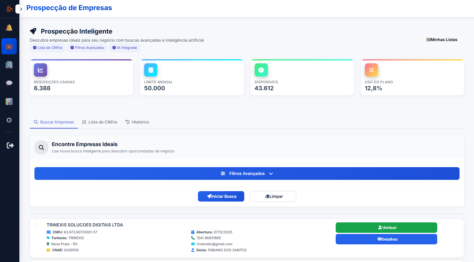 Trinexis - Plataforma de Prospecção de Empresas